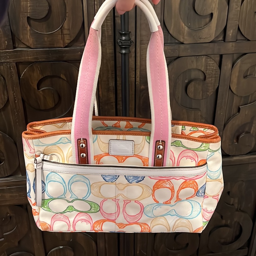 Coach Hampton Scribble Pastel Tote Bag
